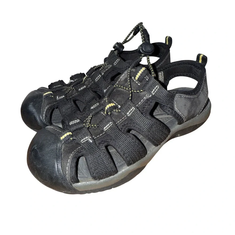 Kids Rugged Outdoor Sport‎ Sandals Black Gray Bungee Lace Size 13.5 84065-14